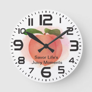Relógio Redondo Peach Savor Juicy Momts Citação Personalizada
