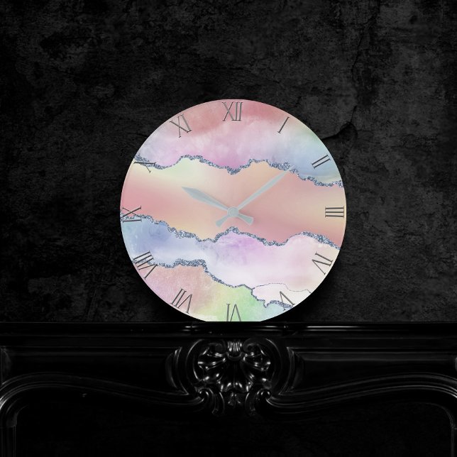 Relógio Redondo Peachy Agate | Bonito Mole Pastel Watercolor Ombre (Criador carregado)