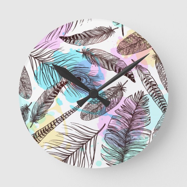 Relógio Redondo Peacock Feather (Frente)