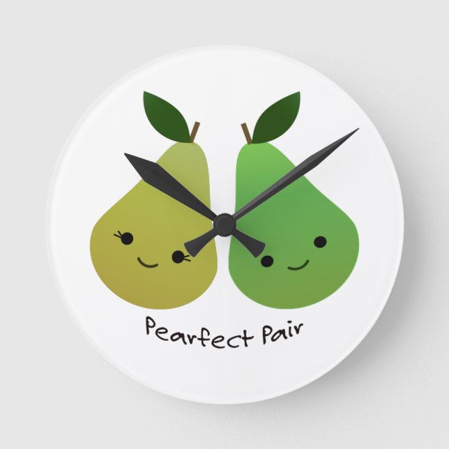 Relógio Redondo Pearfect Pear Kawaii Pears (Frente)