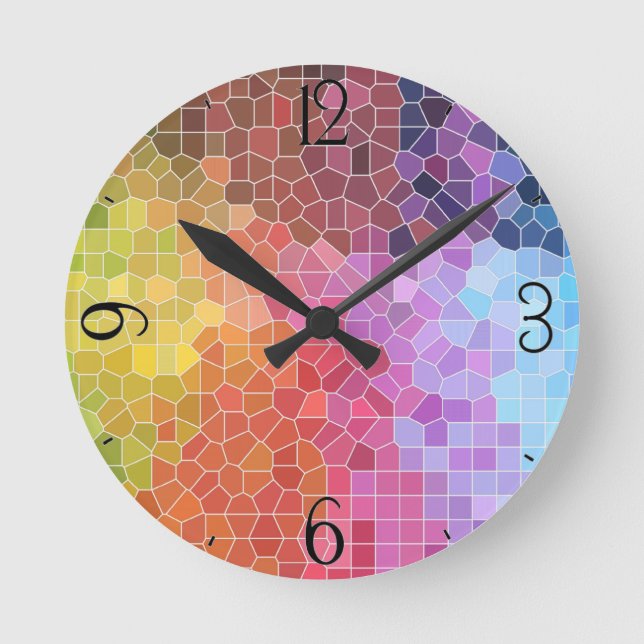 Relógio Redondo Pedaços de Cor (Frente)
