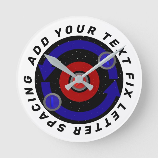 Relógio Redondo Pedra Curling rolando como a órbita da Terra (Frente)