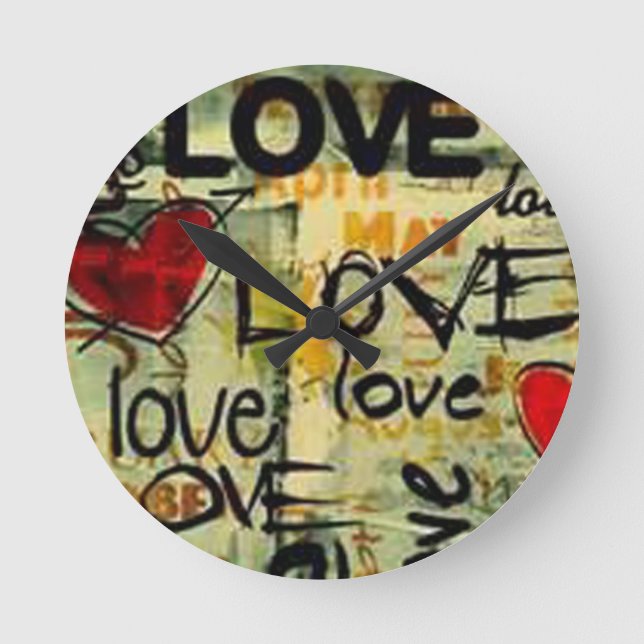 Relógio Redondo Pegue Um Pequeno Grafite De Amor (Frente)