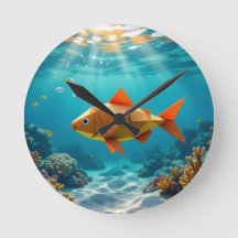 Peixe de origami e oceano de cavalos-marinhos