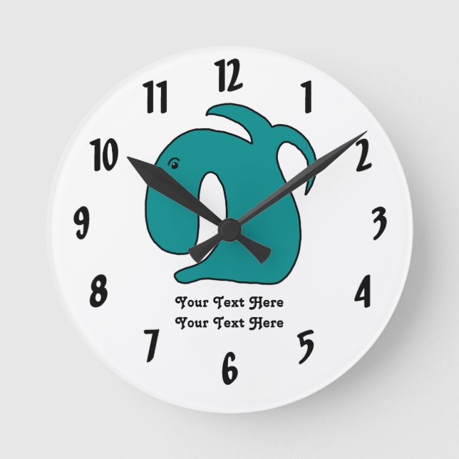 Relógio Redondo Peixe magro azul (Frente)