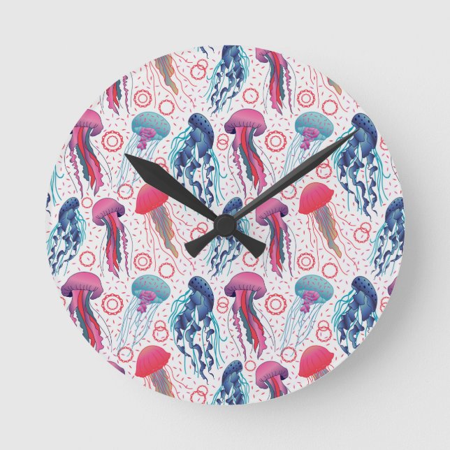 Relógio Redondo Peixes de gelatina coloridos (Frente)