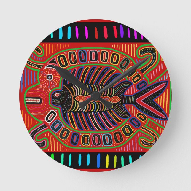 Relógio Redondo Peixes Voadores Indianos de Mola (Frente)