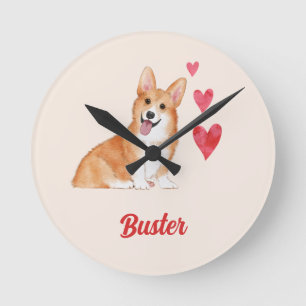 Relógio Redondo Pembroke Welsh Corgi - Pet Personalizável