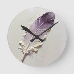 Relógio Redondo Pena Impasto Roxo Empoeirado Orgânico Moderno