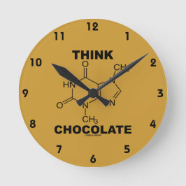 Relógio Redondo Pensar Chocolate (Química Molécula de Teobromina)