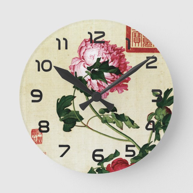Relógio Redondo Peony de Arte Imortal (Frente)