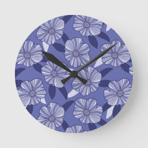 Relógio Redondo Periwinkle Floral Line Art Muito Peri