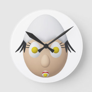 Relógio Redondo Personagem de Ovo Excêntrico RG & RA Design Fofo