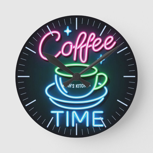 Relógio Redondo ☕ personalizado Coffeecore Clock Memórias do Café  (Frente)