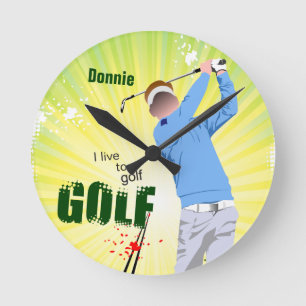Relógio Redondo Personalizado vivo para Golf Golfer Clock