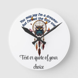 Relógio Redondo Personalizar Boho Owl Belo Hippie