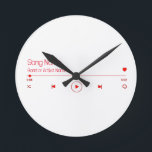 Relógio Redondo Personalizável Sua Música Favorita<br><div class="desc">Adicione o nome da música e a banda ou artista. Mostre sua música favorita para todos.</div>