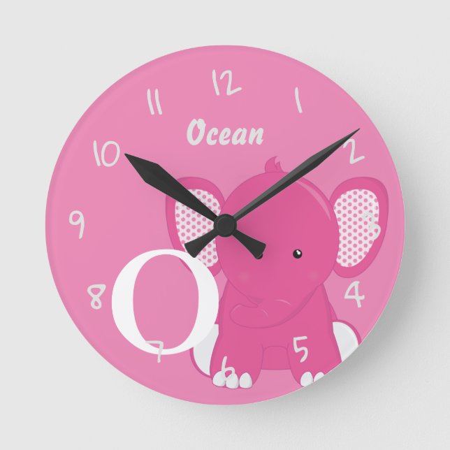 Relógio Redondo Personalized Baby Pink Round Clock (Frente)