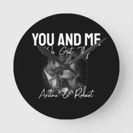 Relógio Redondo Personalized Black Photo Couple You and Me 