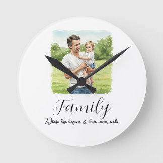 Relógio Redondo Personalized Custom Family Picture