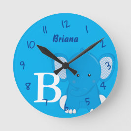 Relógio Redondo Personalized Nursery Blue Round Clock