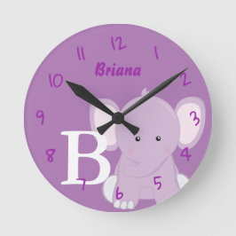 Relógio Redondo Personalized Nursery Lilac Round Clock
