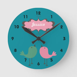 Relógio Redondo Personalized Pretty Two Birds Wall Clock