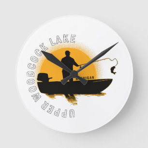 Relógio Redondo Pesca no Lago Michigan