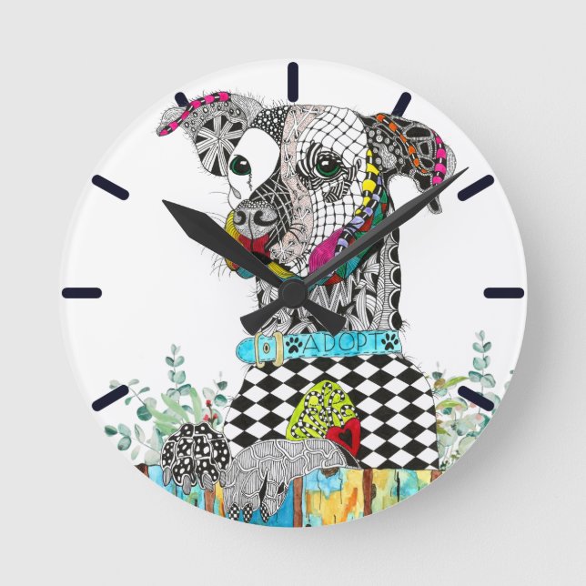 Relógio Redondo Pet Adoption Awareness and Rescue Clock (Frente)