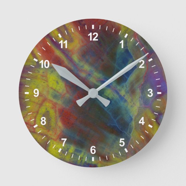 Relógio Redondo Petrified Wood Vertical (Frente)