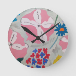 Relógio Redondo Petunias e Flores de Verão