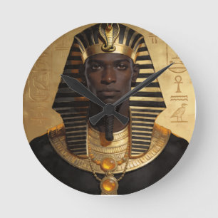 Relógio Redondo Pharaoh Energy — Arte Moderna do Antigo Rei Africa