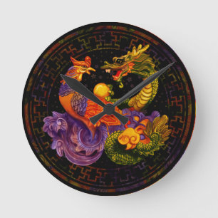 Relógio Redondo Phoenix e Dragon - em cores