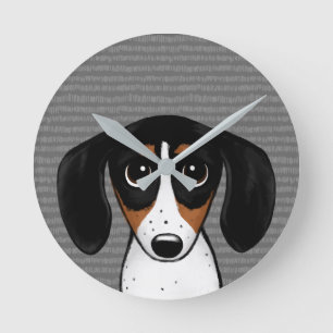 Relógio Redondo Piebald Dachshund Cute Puppy Dog Round Clock