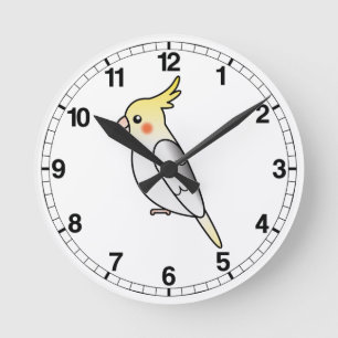 Relógio Redondo Pied Cartoon Cockatiel Parrot Bird