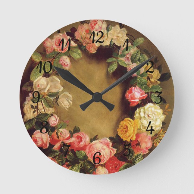 Relógio Redondo Pierre-Auguste Renoir - Coroa de Rosas (Frente)