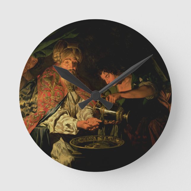 Relógio Redondo Pilate que lava suas mãos (óleo em canvas) (Frente)