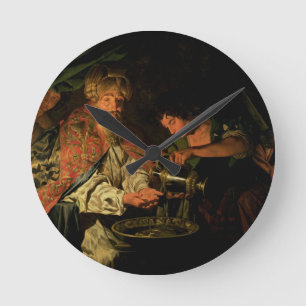 Relógio Redondo Pilate que lava suas mãos (óleo em canvas)