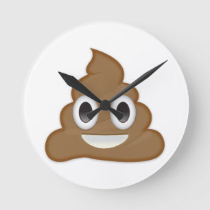 Relógio Redondo Pilha De Poo Emoji