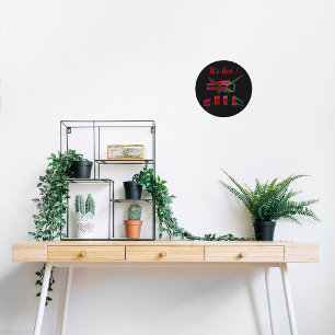 Relógio Redondo Pimenta vermelha e preta com texto personalizável