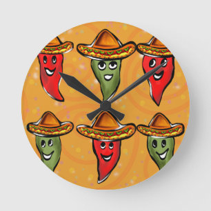 Relógio Redondo Pimentões Cinco de Mayo