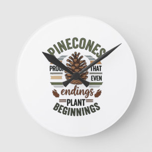Relógio Redondo Pine cone design - A Promessa Evergreen