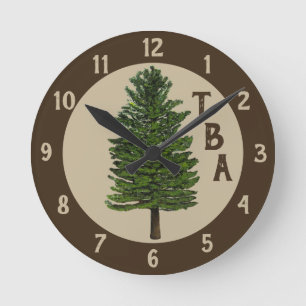 Relógio Redondo Pine Tree Wall Clock