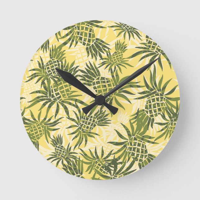 Relógio Redondo Pineapple Camo Hawaiai Wall Clocks (Frente)