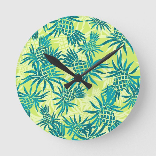 Relógio Redondo Pineapple Camo Hawaiai Wall Clocks (Frente)