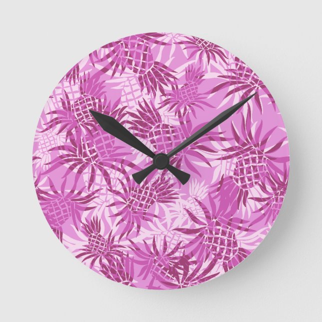 Relógio Redondo Pineapple Camo Hawaiai Wall Clocks (Frente)