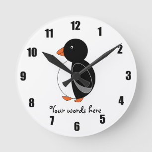 Relógio Redondo Pinguim bonito