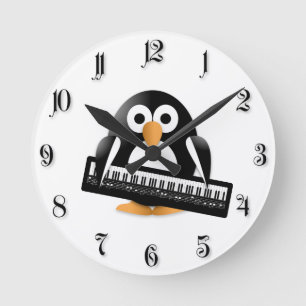 Relógio Redondo Pinguim com piano