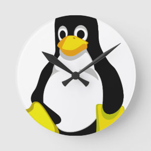 Relógio Redondo Pinguim Linux Tux