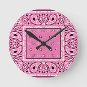 Relógio Redondo Pink bandana paisley bandanas campo rap hip hop